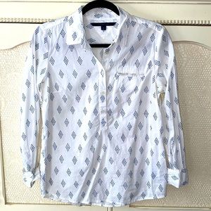 Diamond Pattern, half button down, long sleeve top